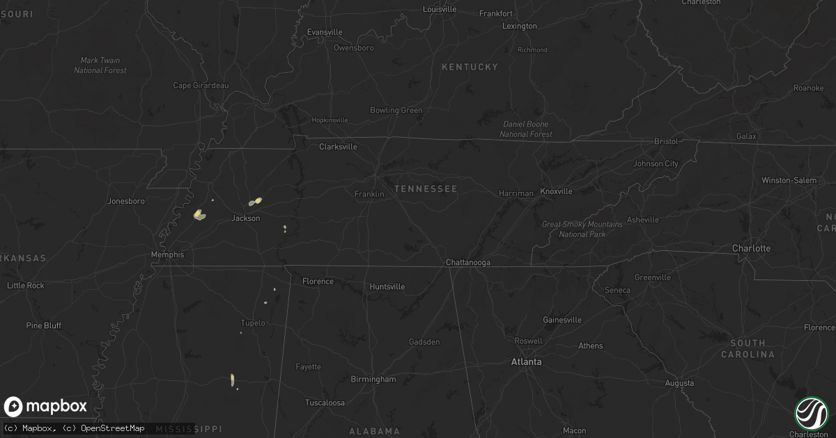 Hail map in Tennessee on June 12, 2025