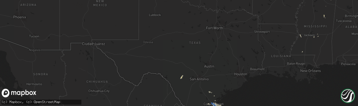 Hail map in Texas on June 12, 2025