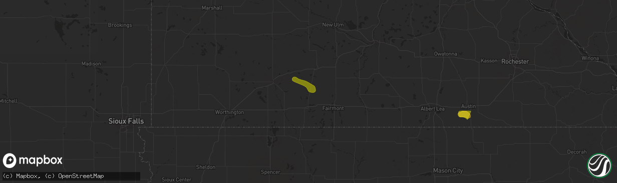 Hail map in Trimont, MN on June 12, 2025