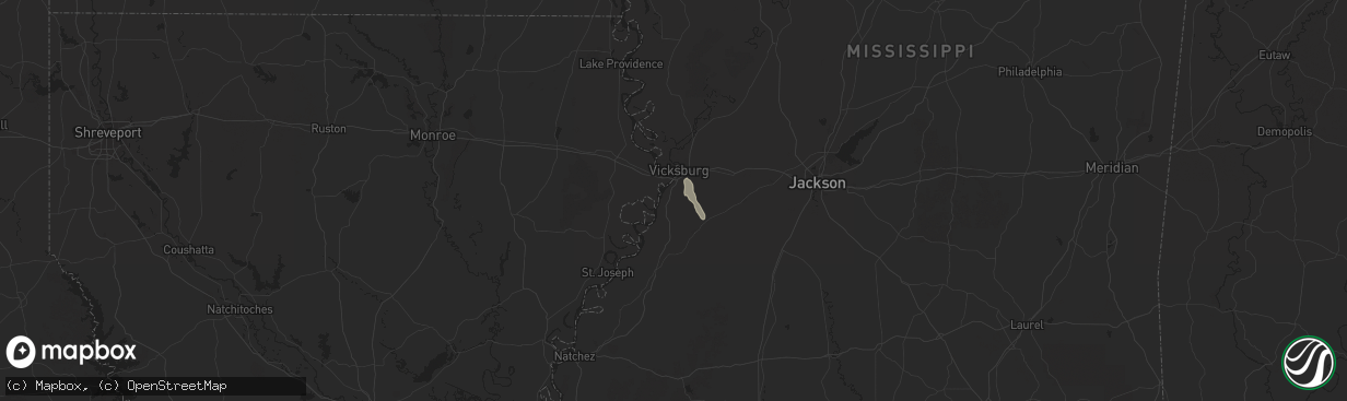 Hail map in Vicksburg, MS on June 12, 2025