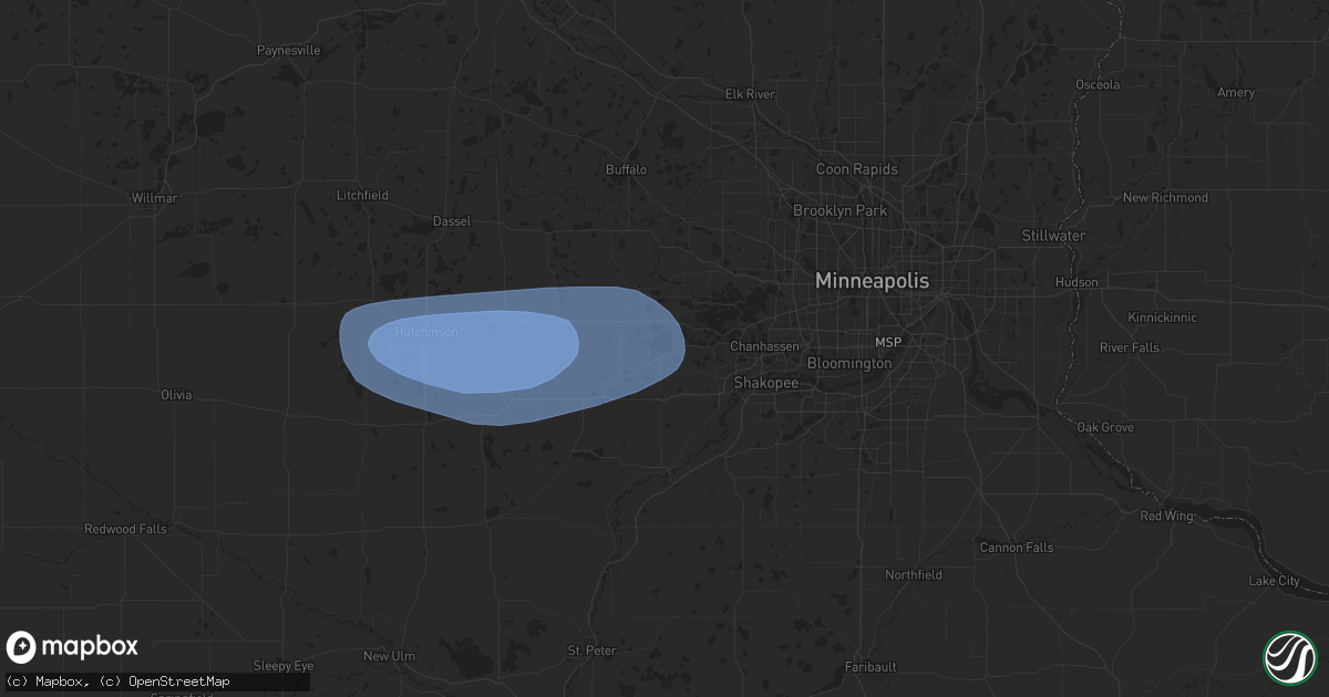 Hail map in Waconia, MN on June 12, 2025