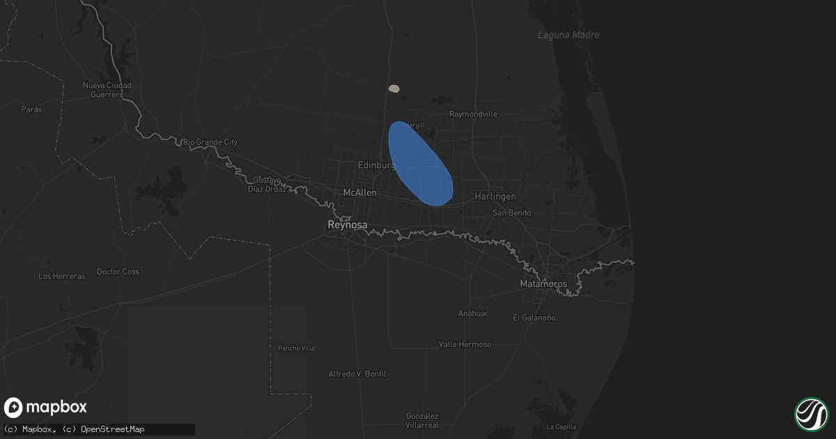 Hail map in Weslaco, TX on June 12, 2025
