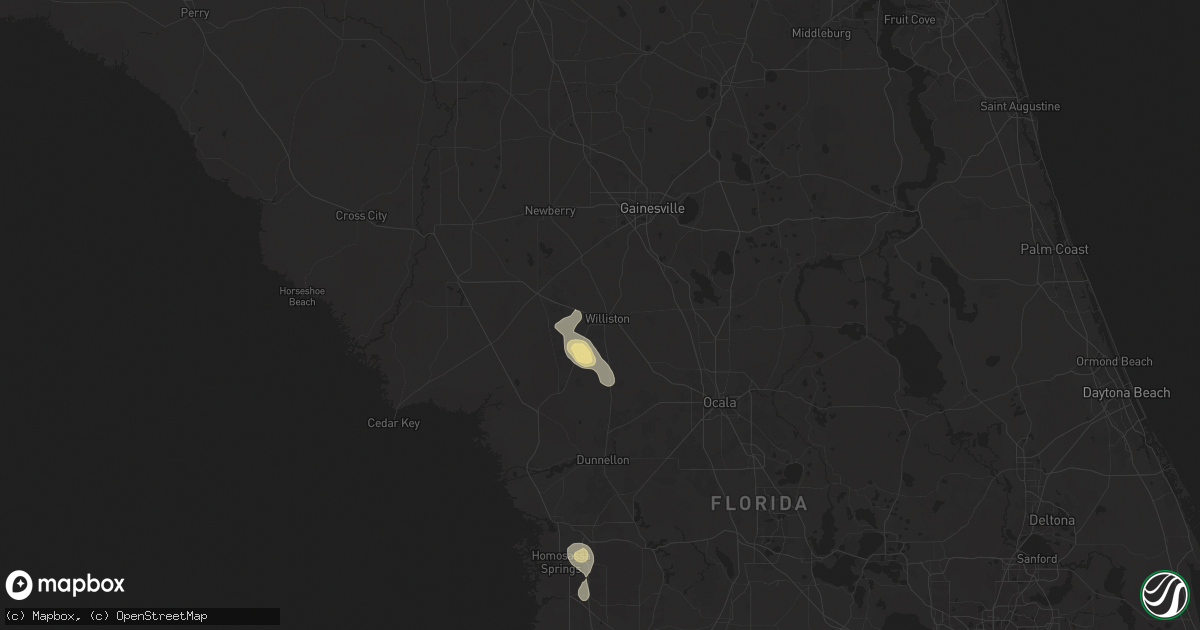 Hail map in Williston, FL on June 12, 2025