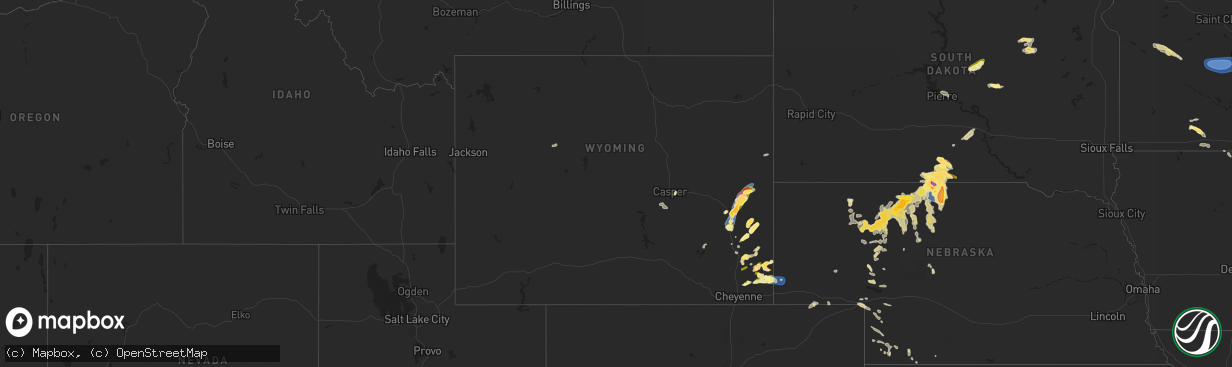 Hail map in Wyoming on June 12, 2025
