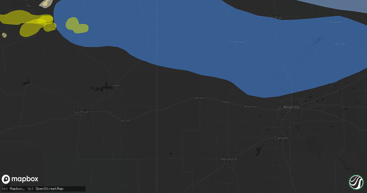 Hail map in Adrian, TX on June 12, 2026