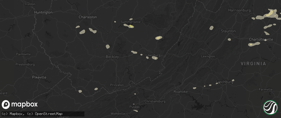 Hail map in Alderson, WV on June 12, 2026