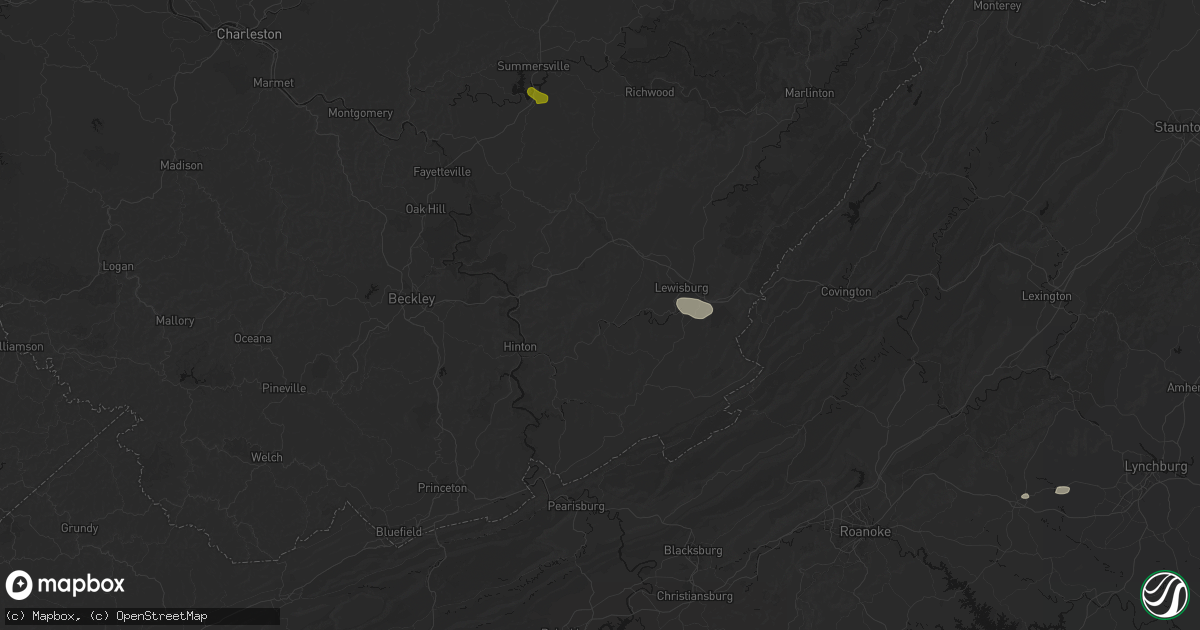 Hail map in Alderson, WV on June 12, 2026