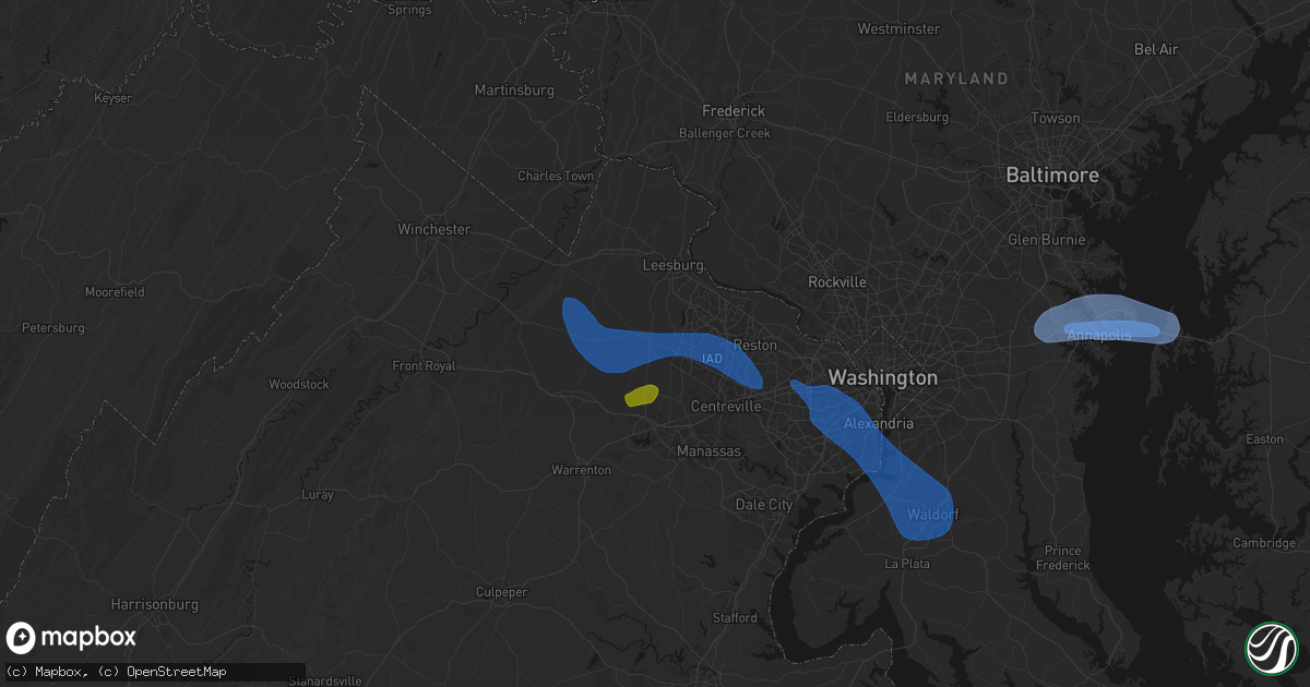 Hail map in Aldie, VA on June 12, 2026