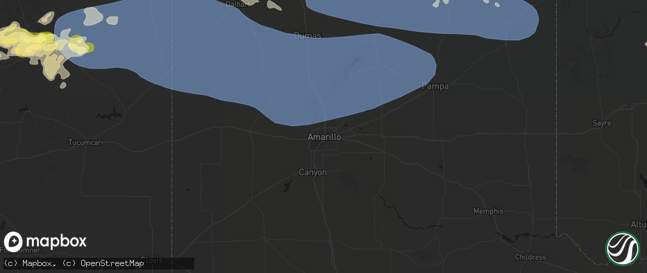 Hail map in Amarillo, TX on June 12, 2026