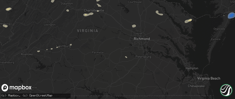 Hail map in Amelia Court House, VA on June 12, 2026