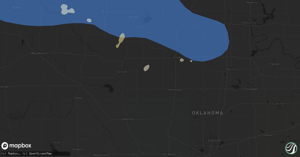 Hail map in Ames, OK on June 12, 2026