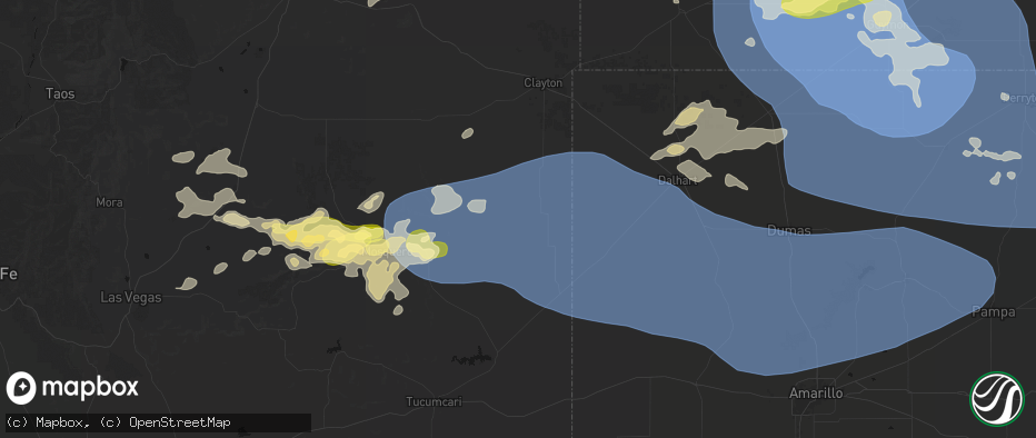 Hail map in Amistad, NM on June 12, 2026
