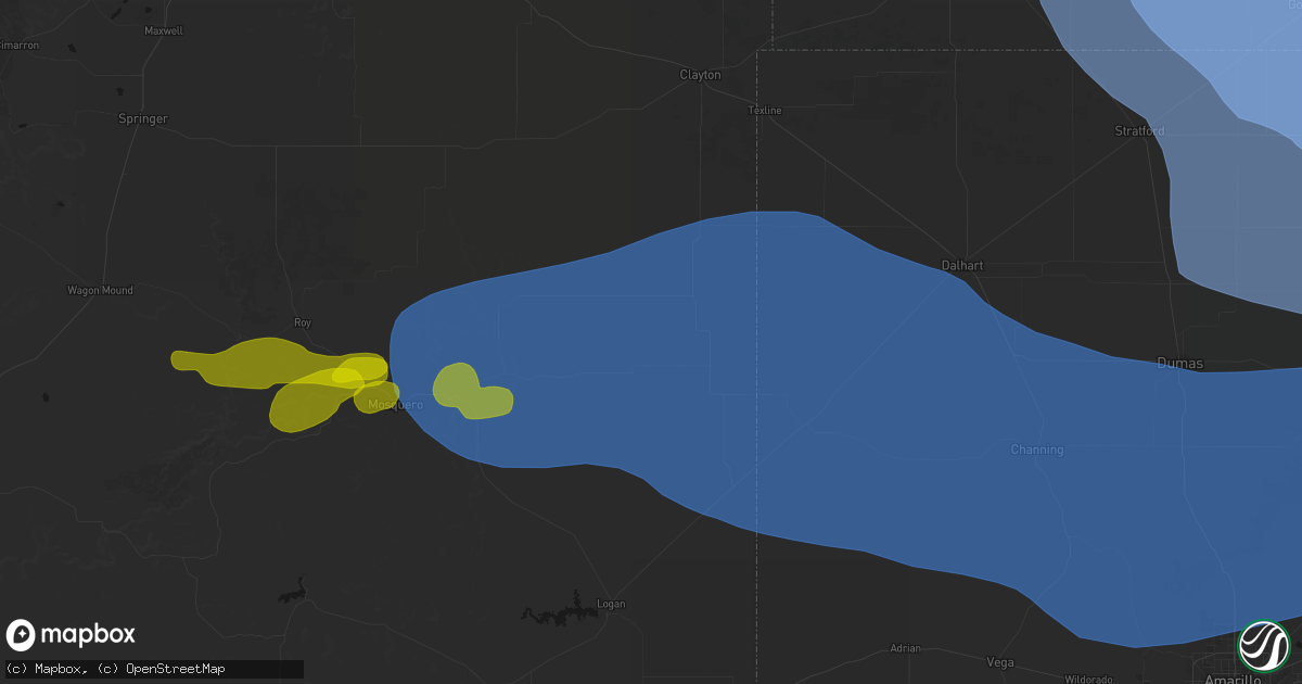 Hail map in Amistad, NM on June 12, 2026