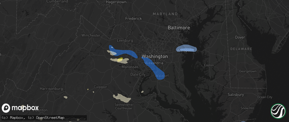 Hail map in Annandale, VA on June 12, 2026