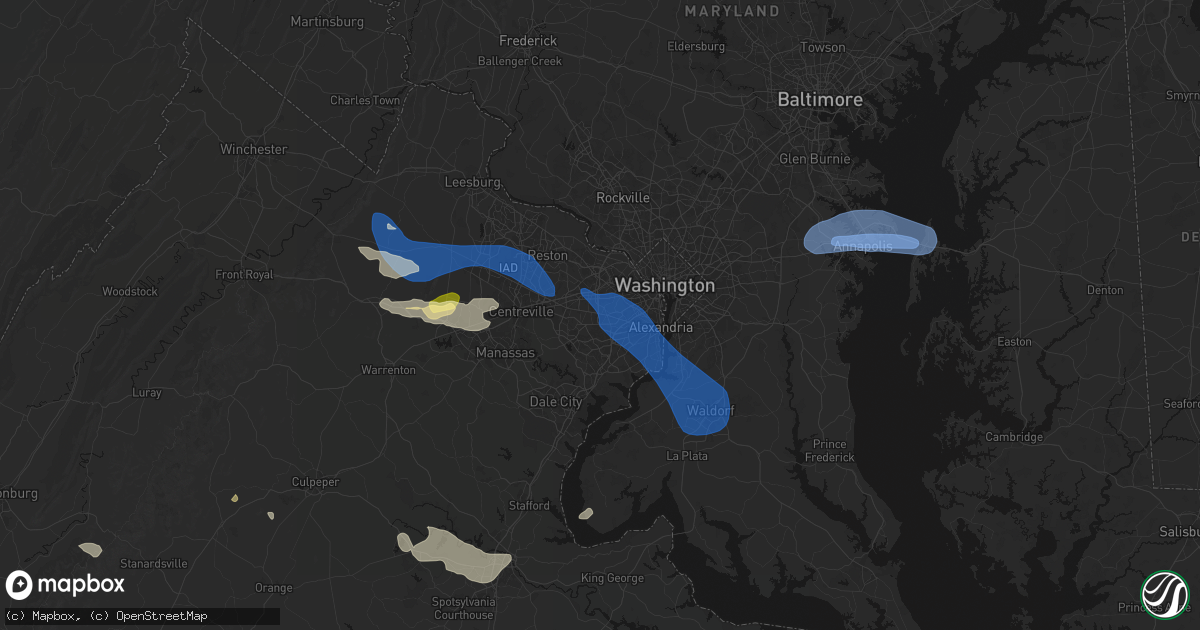 Hail map in Annandale, VA on June 12, 2026