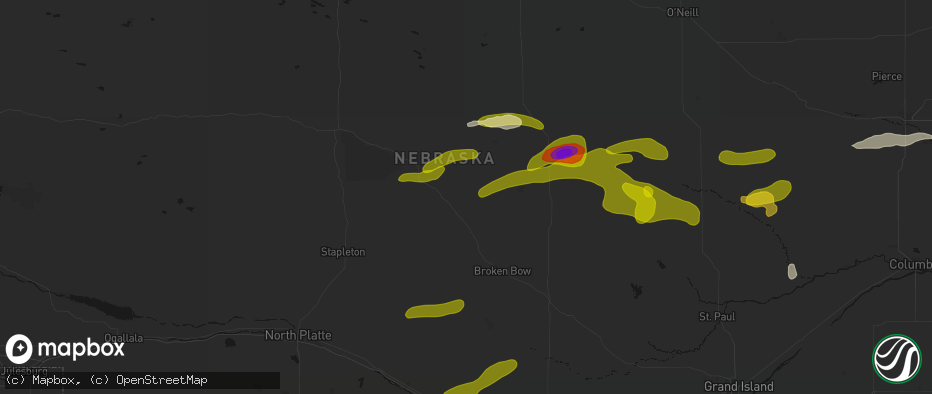 Hail map in Anselmo, NE on June 12, 2026