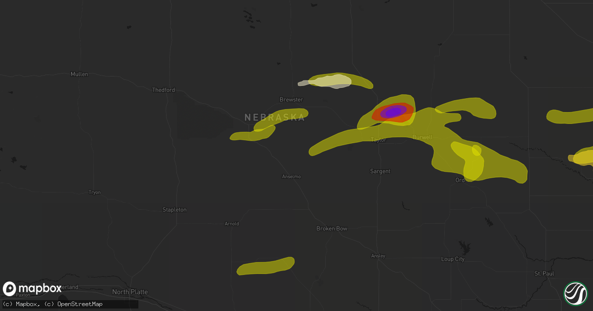 Hail map in Anselmo, NE on June 12, 2026