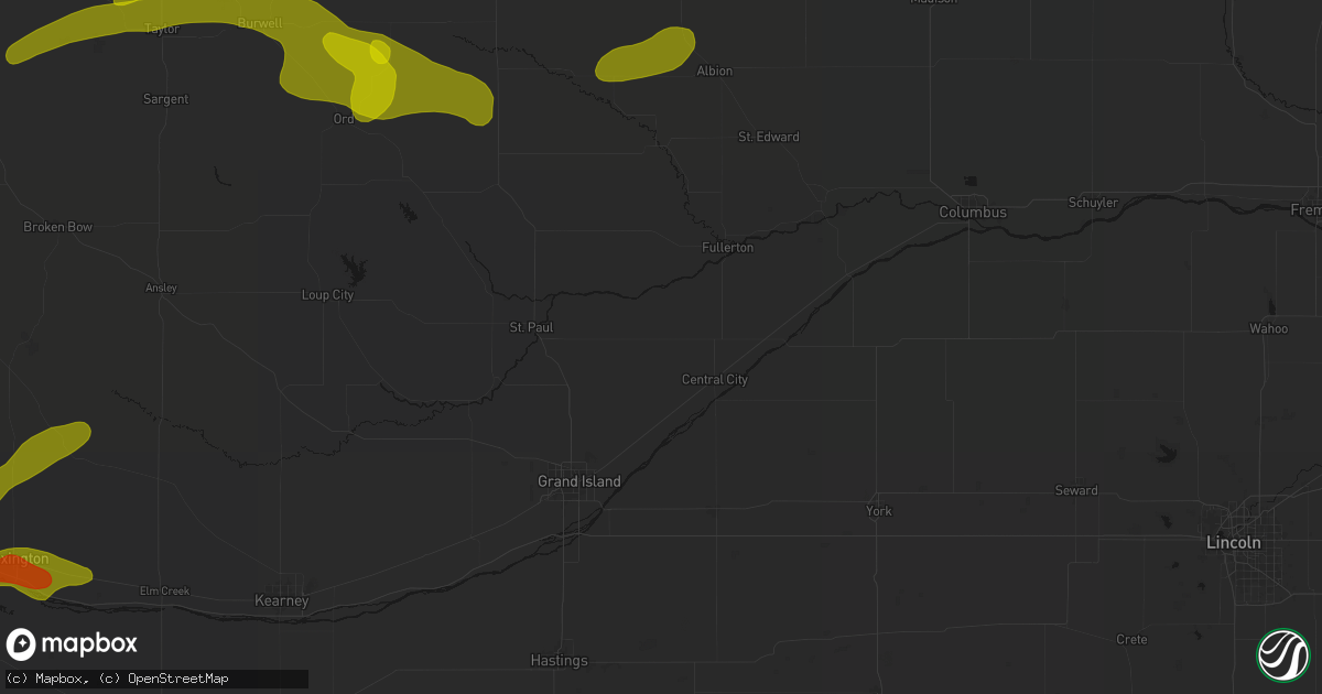 Hail map in Archer, NE on June 12, 2026