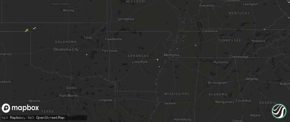 Hail map in Arkansas on June 12, 2026