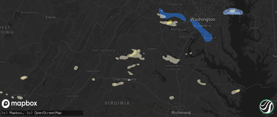 Hail map in Aroda, VA on June 12, 2026