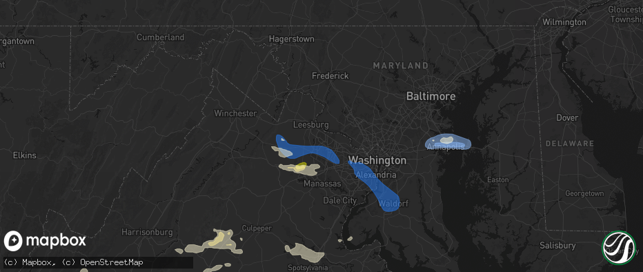 Hail map in Ashburn, VA on June 12, 2026
