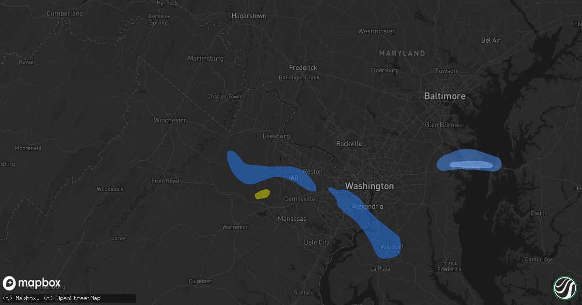 Hail map in Ashburn, VA on June 12, 2026