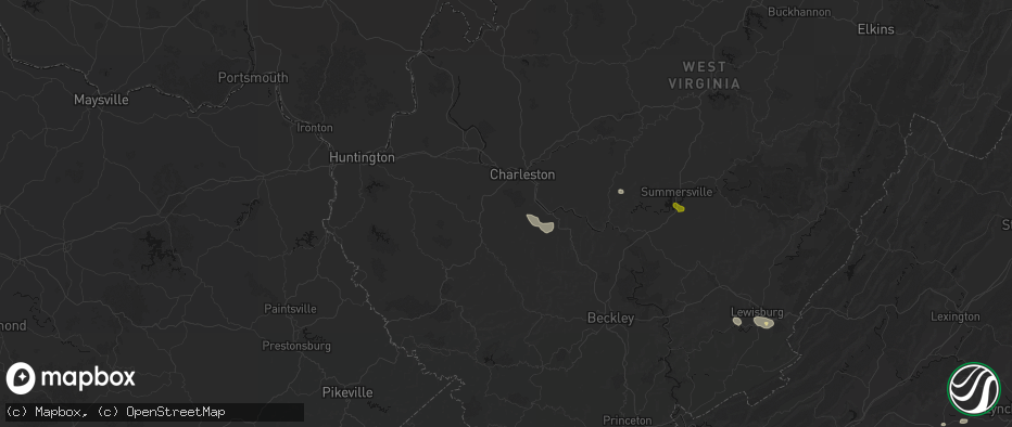 Hail map in Ashford, WV on June 12, 2026