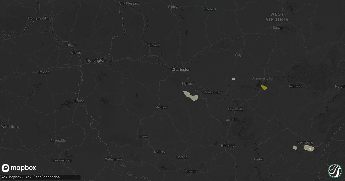 Hail map in Ashford, WV on June 12, 2026