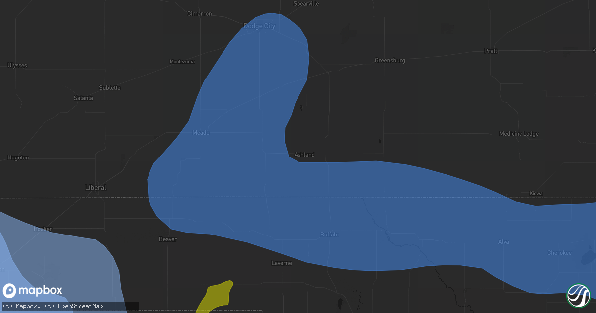 Hail map in Ashland, KS on June 12, 2026