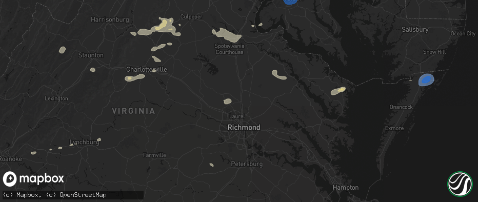 Hail map in Ashland, VA on June 12, 2026
