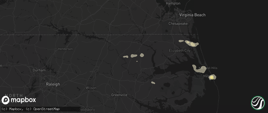 Hail map in Aulander, NC on June 12, 2026