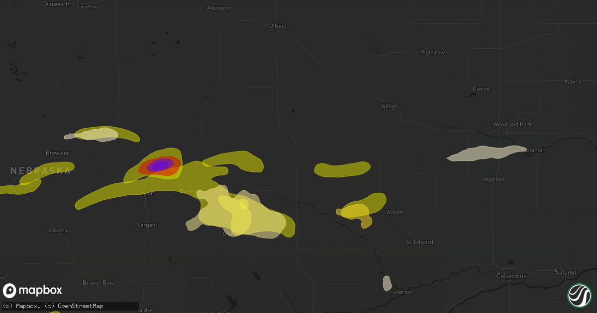 Hail map in Bartlett, NE on June 12, 2026