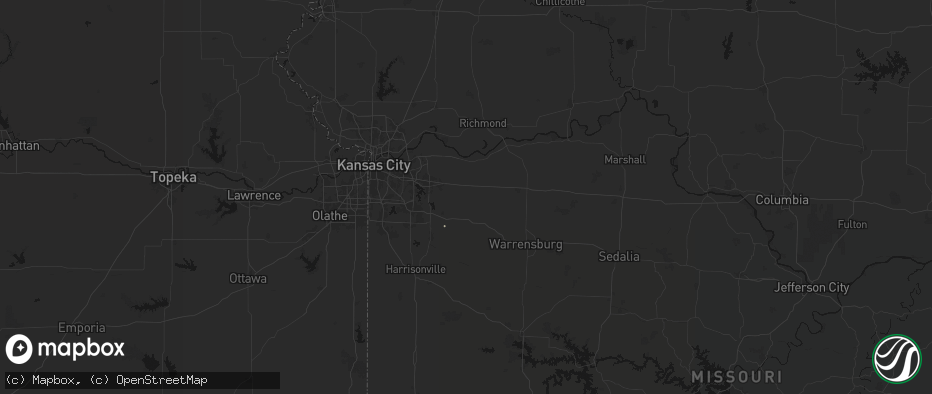 Hail map in Bates City, MO on June 12, 2026