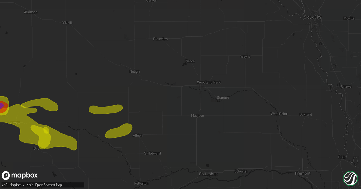 Hail map in Battle Creek, NE on June 12, 2026