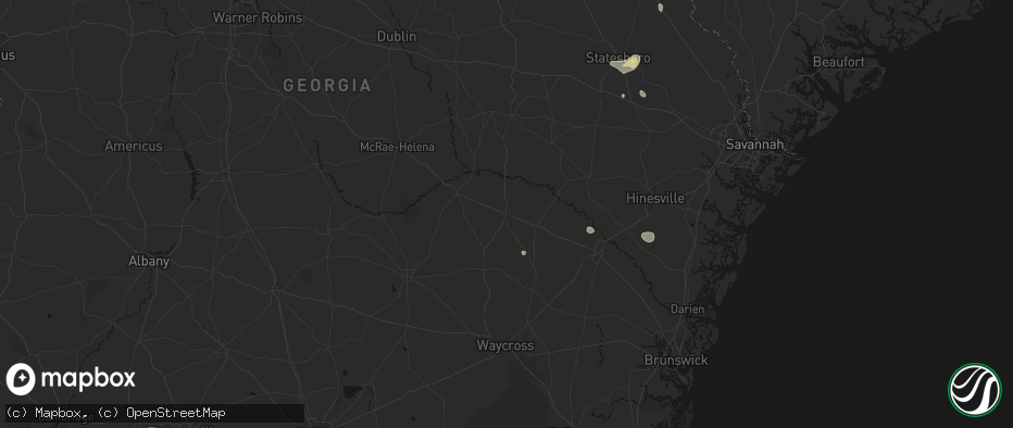 Hail map in Baxley, GA on June 12, 2026