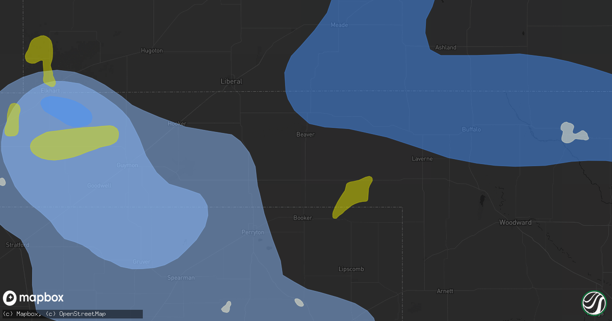 Hail map in Beaver, OK on June 12, 2026