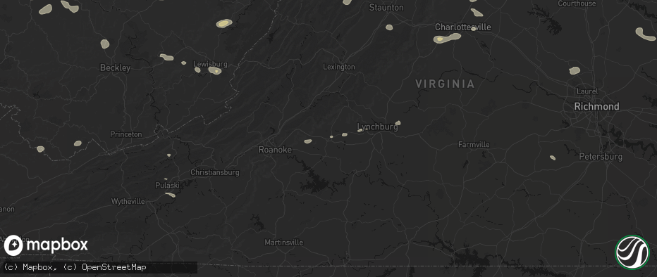 Hail map in Bedford, VA on June 12, 2026