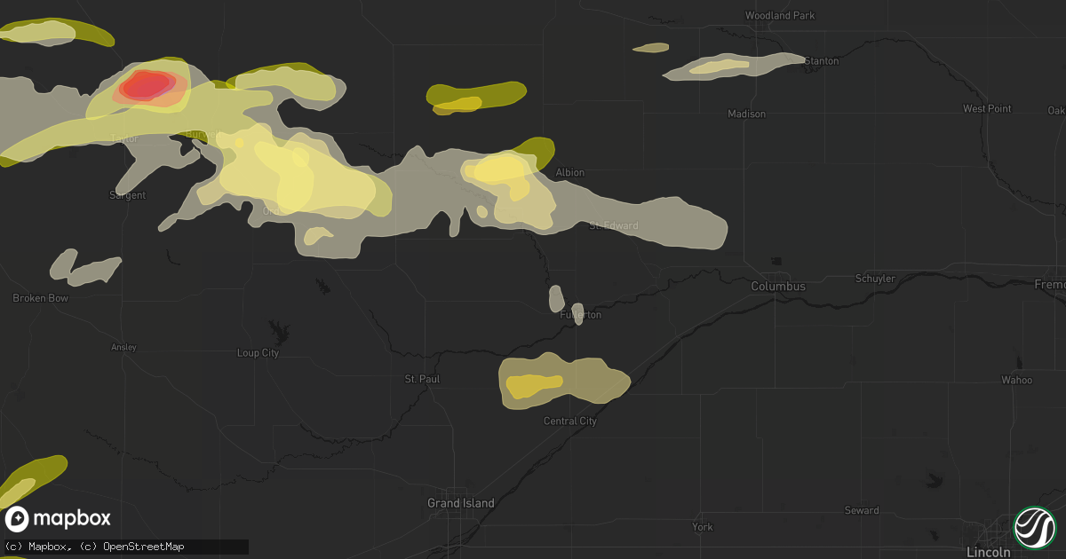 Hail map in Belgrade, NE on June 12, 2026