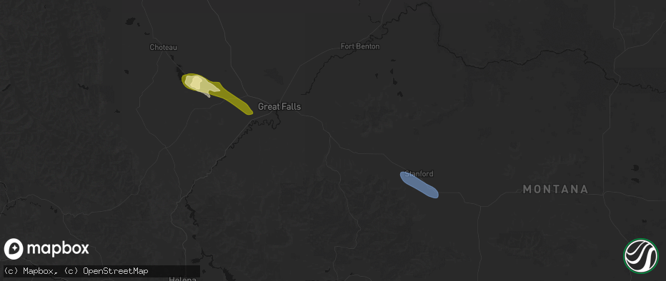 Hail map in Belt, MT on June 12, 2026