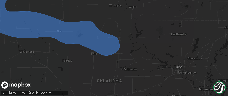 Hail map in Billings, OK on June 12, 2026