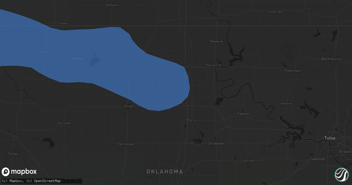 Hail map in Billings, OK on June 12, 2026