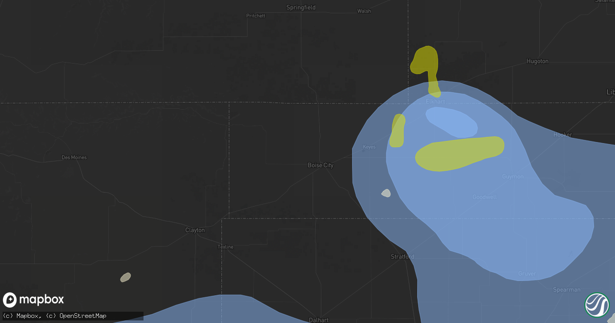 Hail map in Boise City, OK on June 12, 2026