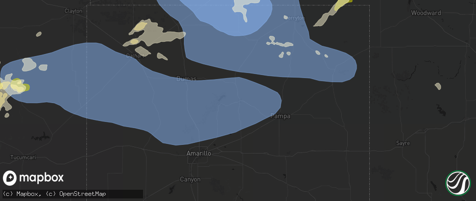 Hail map in Borger, TX on June 12, 2026
