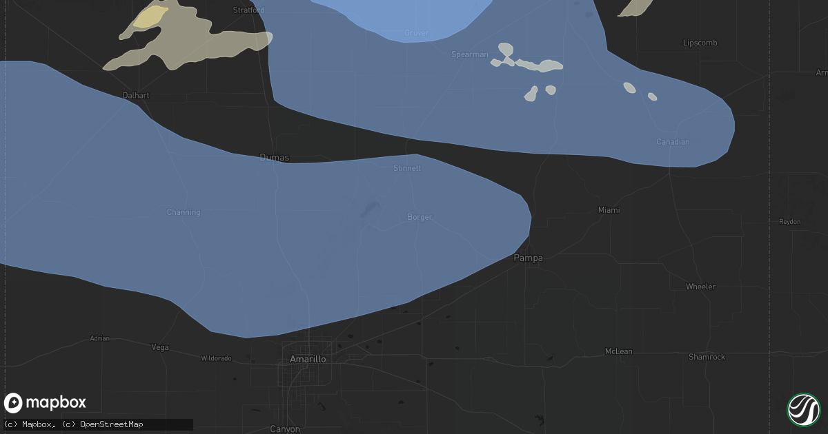 Hail map in Borger, TX on June 12, 2026