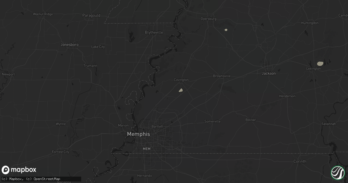 Hail map in Brighton, TN on June 12, 2026