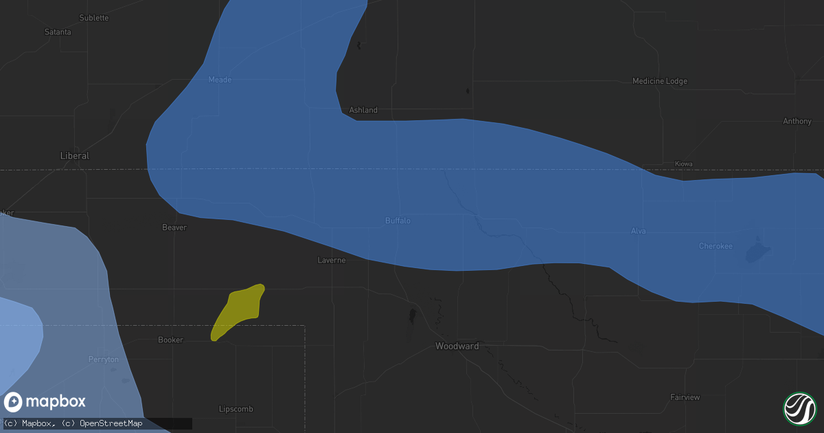 Hail map in Buffalo, OK on June 12, 2026