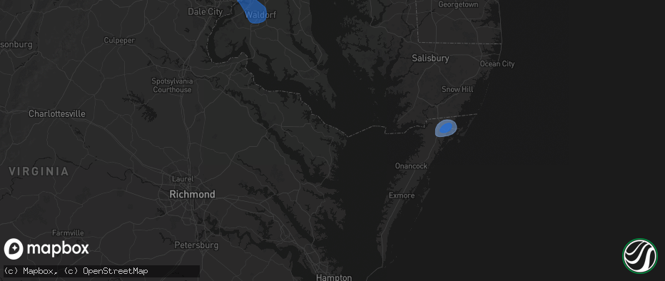 Hail map in Burgess, VA on June 12, 2026