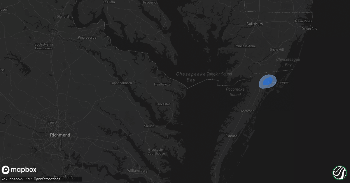 Hail map in Burgess, VA on June 12, 2026