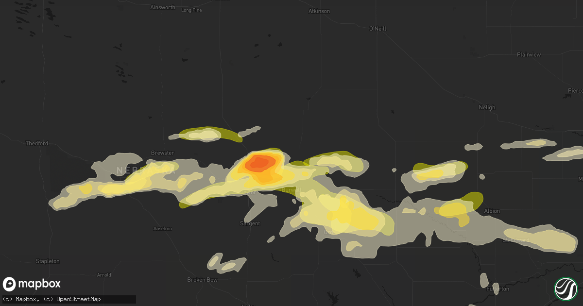 Hail map in Burwell, NE on June 12, 2026