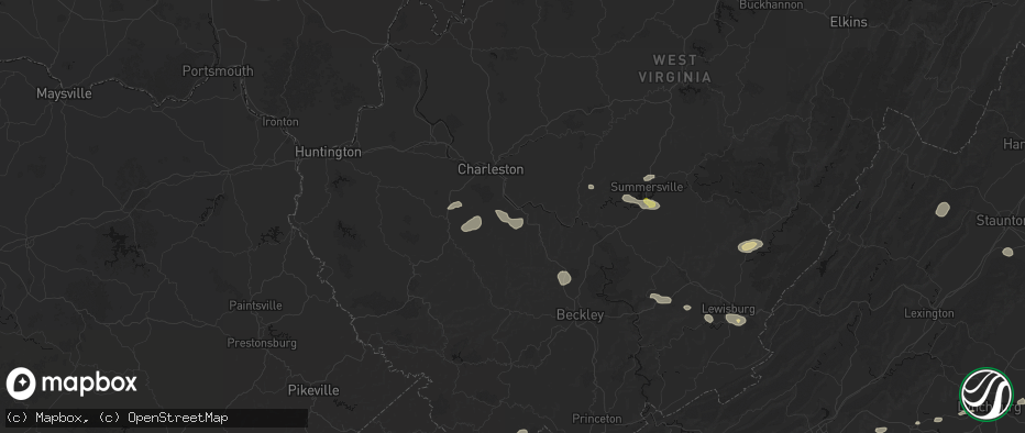 Hail map in Cabin Creek, WV on June 12, 2026